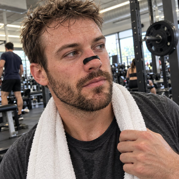 Deportista entrenando con el Dilatador Nasal Magnético SHOWN