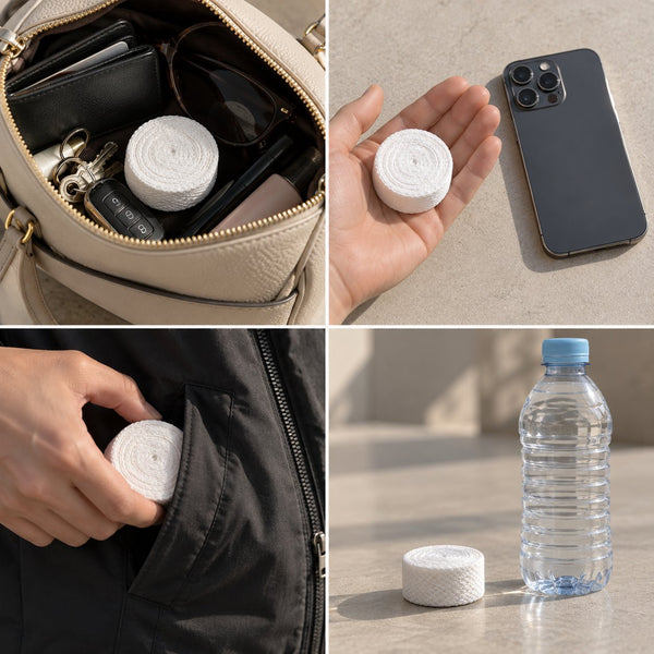 Toalla comprimida SHOWN, portabilidad en bolso, mano y bolsillo